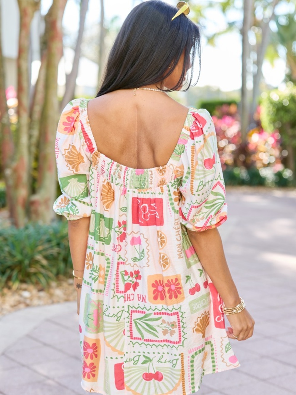 Pink Lily Cherryfic Day Flower Print Mini Dress - Picture 5 of 5